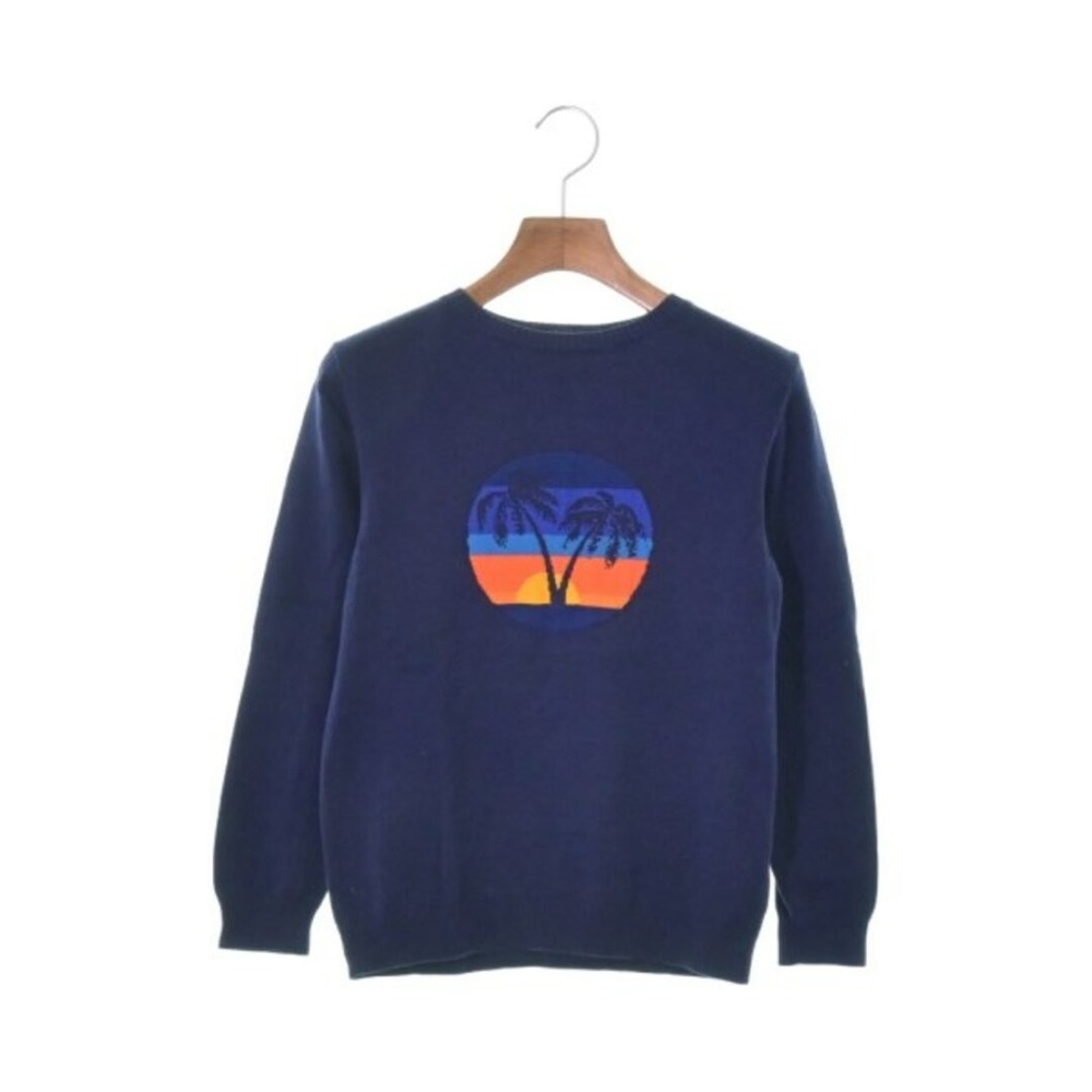100% cotton Bonton Navy Sweater with Vibrant Tropical Motif 6y